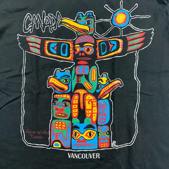 Vintage 90s Vancouver BC Spirit of the Totem Pole T Shirt Mens Large Made Canada - Picture 3 of 10